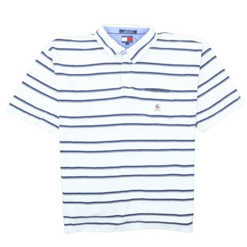 Tommy Hilfiger Men’s White Striped Polo Shirt XL Classic Fit