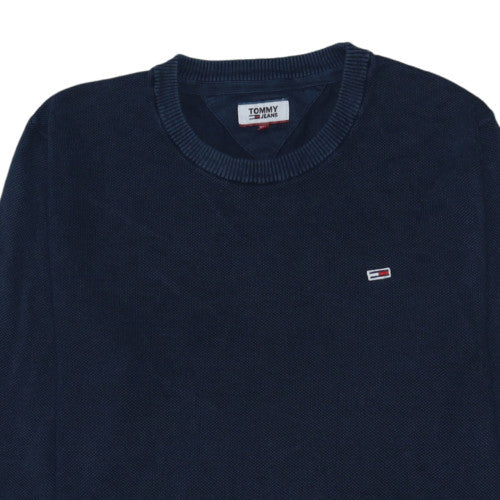 Tommy Jeans Men's Blue 2XL Cotton Crew Neck Pullover Jumper