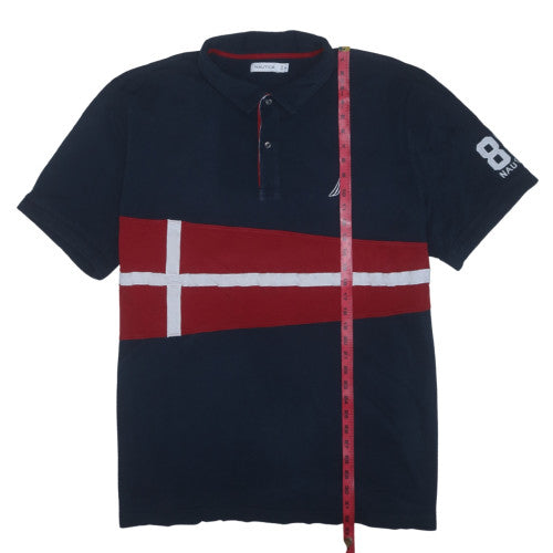 Nautica Men’s Blue 3XL Colourblock Polo Shirt Embroidered Logo