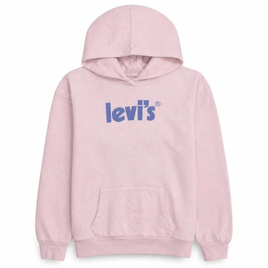 Levi's Girls Pink Logo Pullover Hoodie Size 14 Years Fleece Hooded Sweatshirt