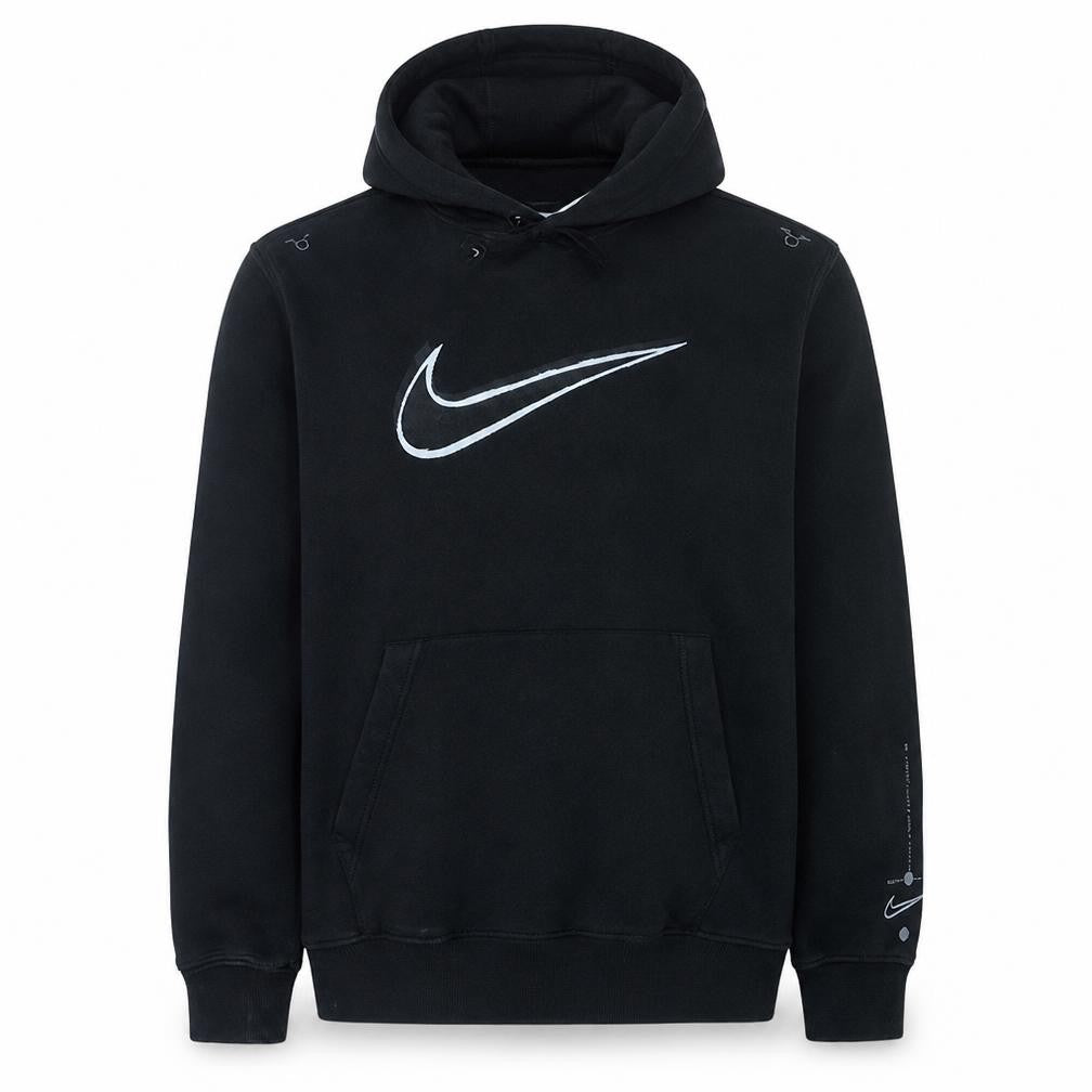 Nike Men's Black Medium Pullover Hoodie with Large Logo Print
