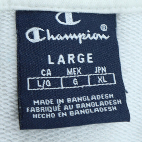 Champion Womens White Pullover Hoodie Size L Cotton Blend