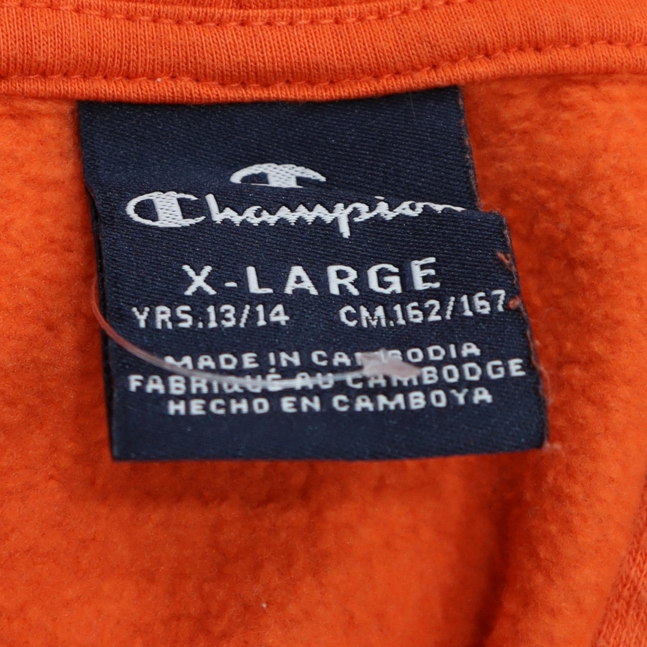 Champion Boys Orange Pullover Hoodie X-Large 13-14 Years Cotton Blend