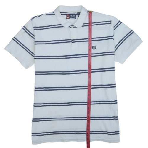 Chaps Men's White Striped Cotton Polo Shirt XL
