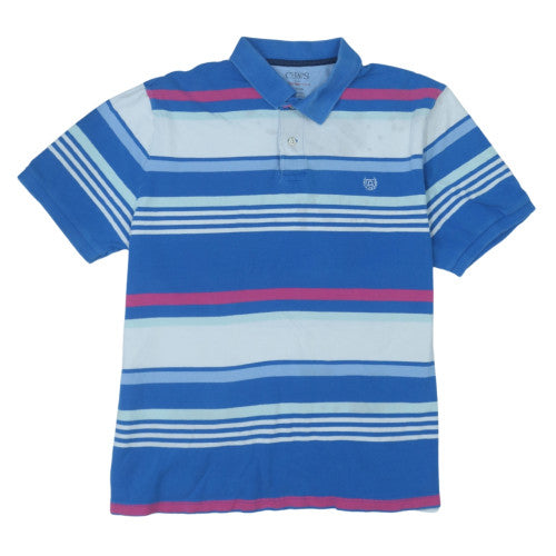 Chaps Men’s Blue Striped Cotton Polo Shirt XL Short Sleeve