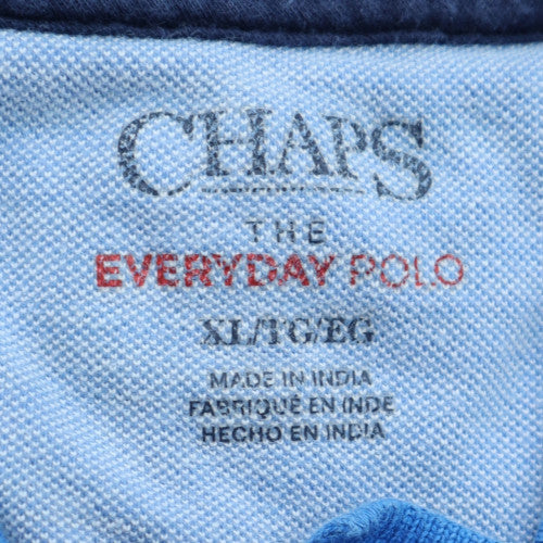 Chaps Men’s Blue Striped Cotton Polo Shirt XL Short Sleeve