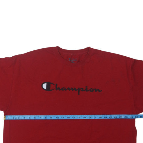 Champion Men's Red 2XL Crew Neck Cotton Graphic T-Shirt