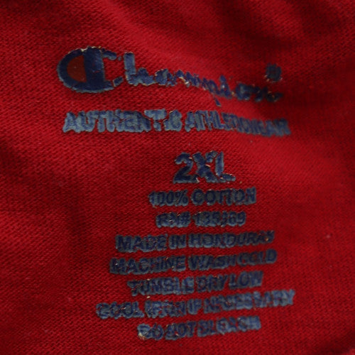 Champion Men's Red 2XL Crew Neck Cotton Graphic T-Shirt
