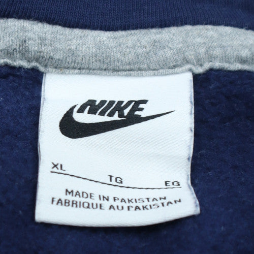 Nike Men's Navy Blue Full Zip Hoodie XL Cotton Blend