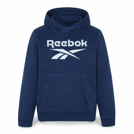 Reebok Men's Blue Pullover Hoodie L Graphic Logo Sportswear