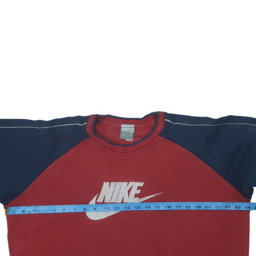 Nike Teens Red & Navy Pullover Sweatshirt M Regular Fit Logo Sports