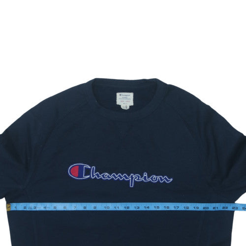 Champion Men's Blue Embroidered Logo Pullover Sweatshirt Size L