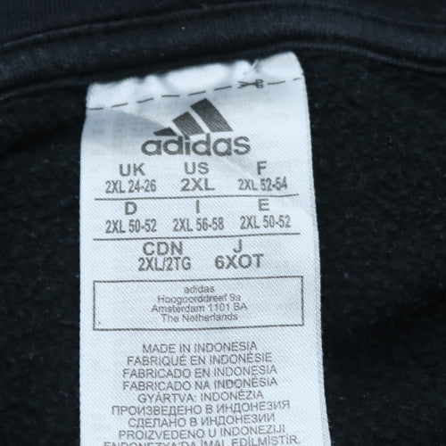 Adidas Womens Black 2XL Pullover Hoodie with Logo Print