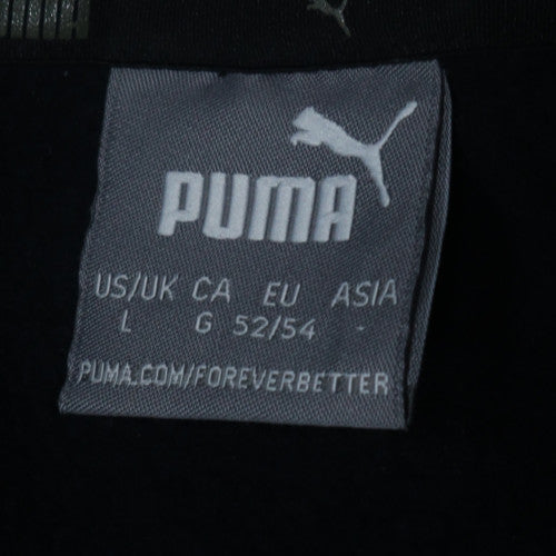 Puma Mens Black L Crew Neck Pullover Sweatshirt Fleece Logo