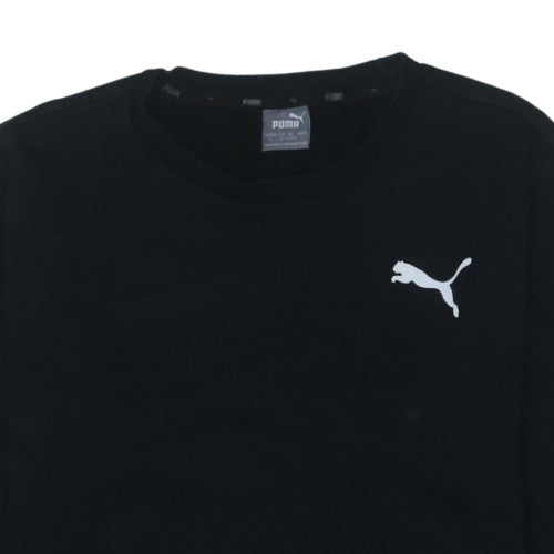 Puma Mens Black L Crew Neck Pullover Sweatshirt Fleece Logo