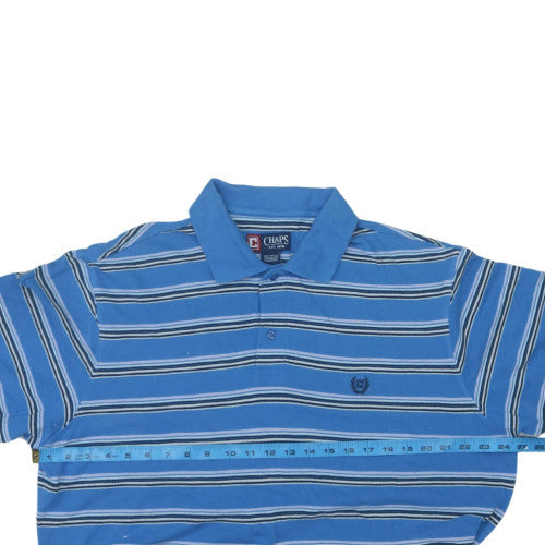 Chaps Men's Blue Striped Cotton Polo Shirt XL