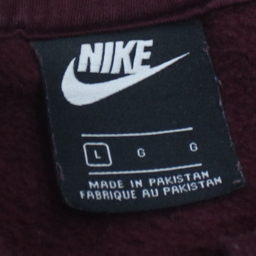 Nike Mens Brown Pullover Hoodie L Regular Fit Fleece Sweatshirt