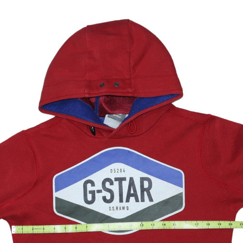 G-Star Raw Men's Red Pullover Hoodie Size L Graphic Print Cotton