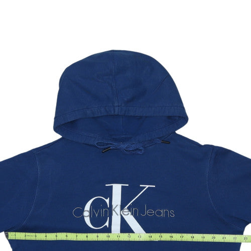 Calvin Klein Jeans Men's Blue Pullover Hoodie M Logo Cotton Fleece