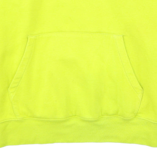 Nike Men's Yellow Pullover Hoodie L Fleece Logo Sportswear
