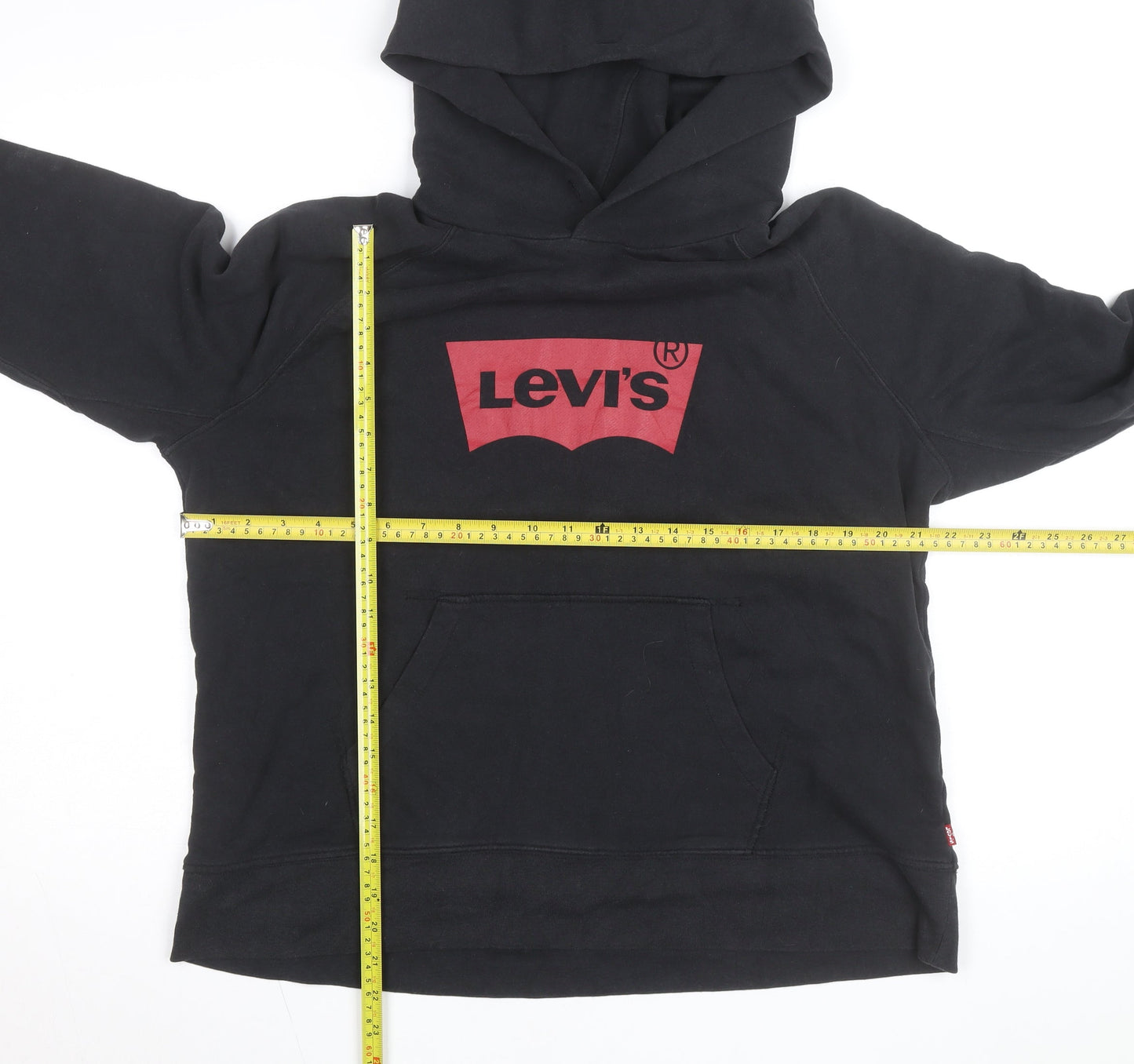 Levi's Girls Black Pullover Hoodie L Logo Graphic Cotton Blend