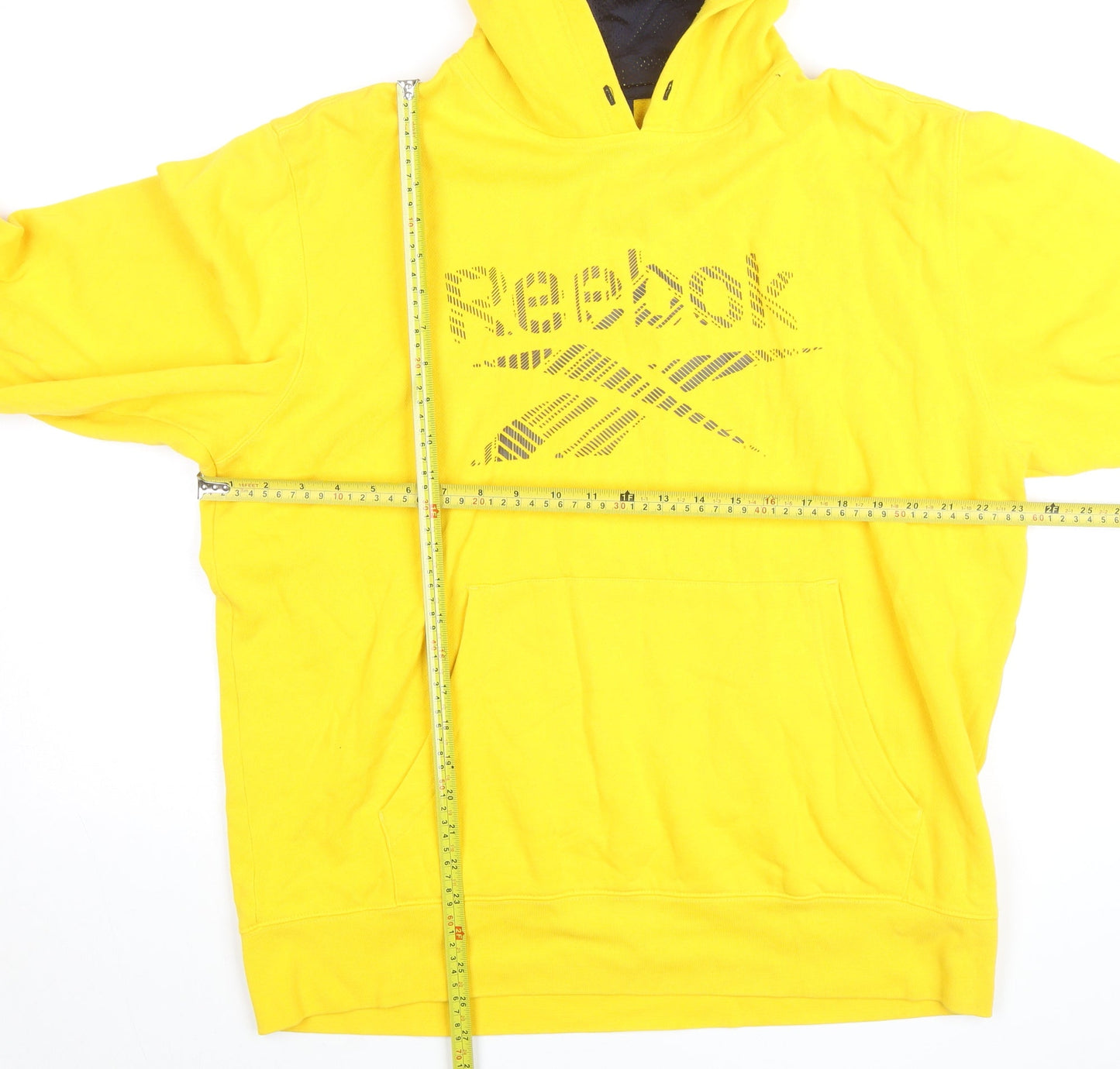 Reebok Men's Yellow Pullover Hoodie L Fleece Sportswear
