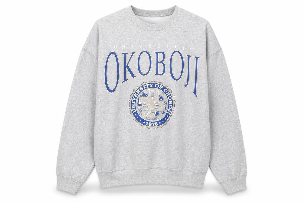 University of Okoboji Men's Grey Pullover Sweatshirt M Crew Neck