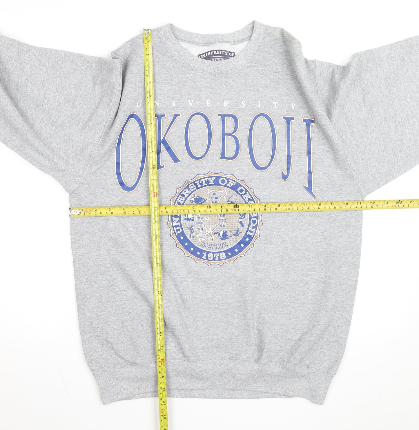 University of Okoboji Men's Grey Pullover Sweatshirt M Crew Neck