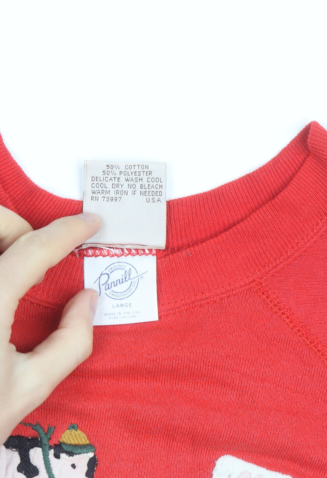 Pannill Womens Red Ski Country Folk Art Sweatshirt Size L Winter