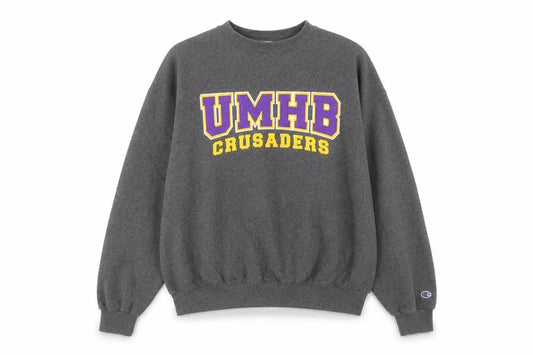 Champion Men's Grey Eco Fleece Pullover Sweatshirt L Logo Crew Neck