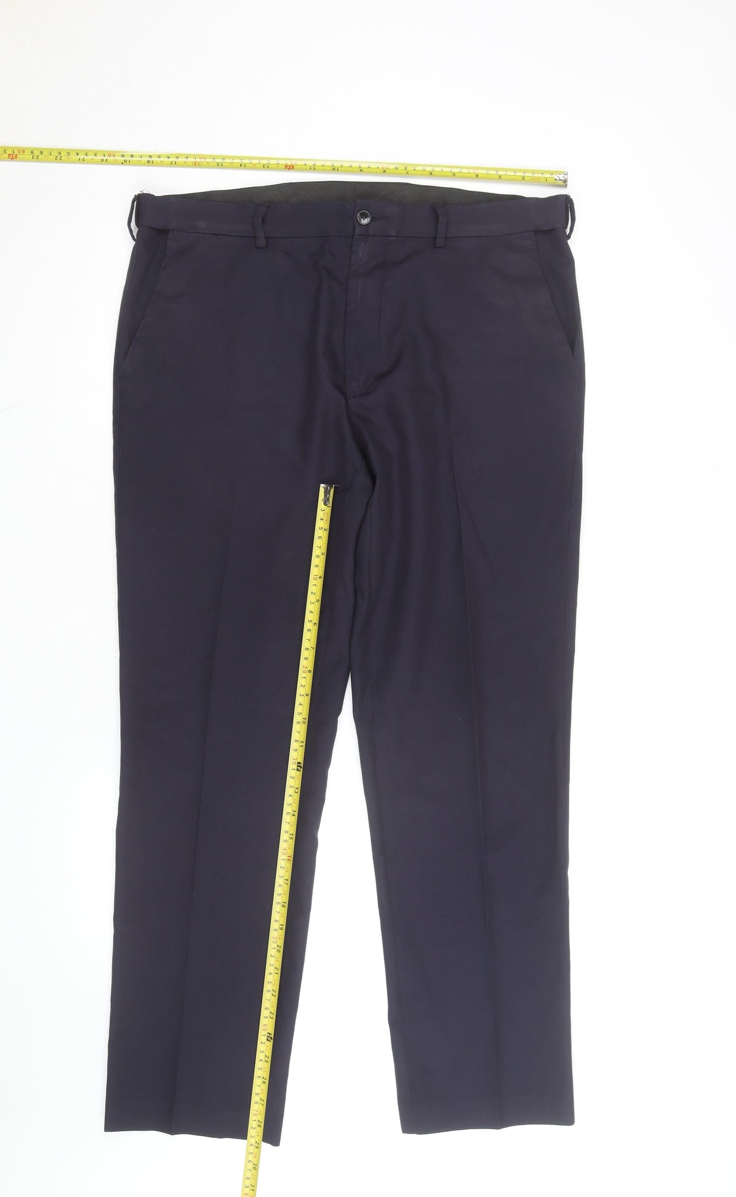 Marks and Spencer Men's Blue 36 Regular Fit Dress Trousers