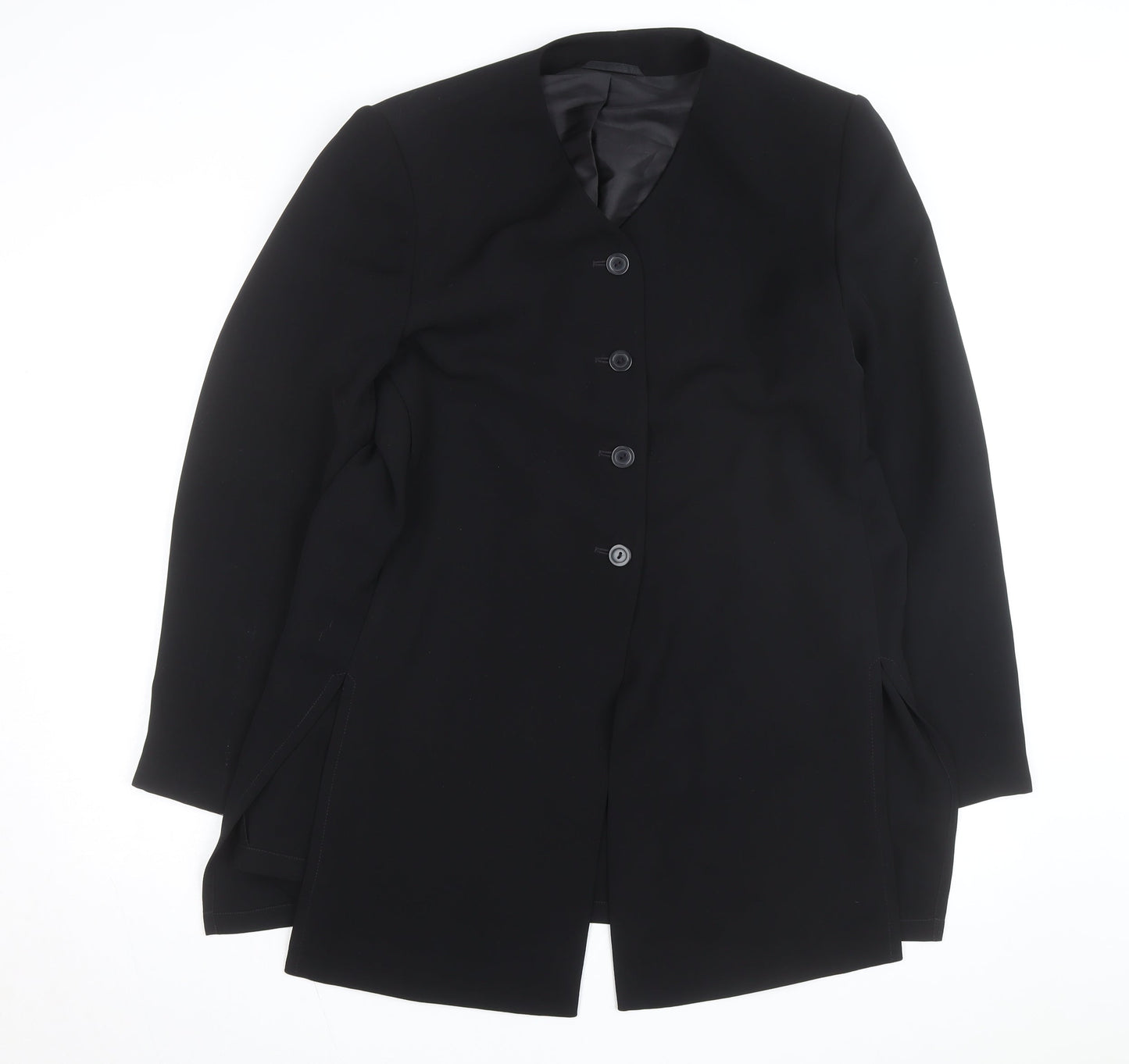 BHS Women’s Black Long Overcoat Size 20 Classic Smart Lined