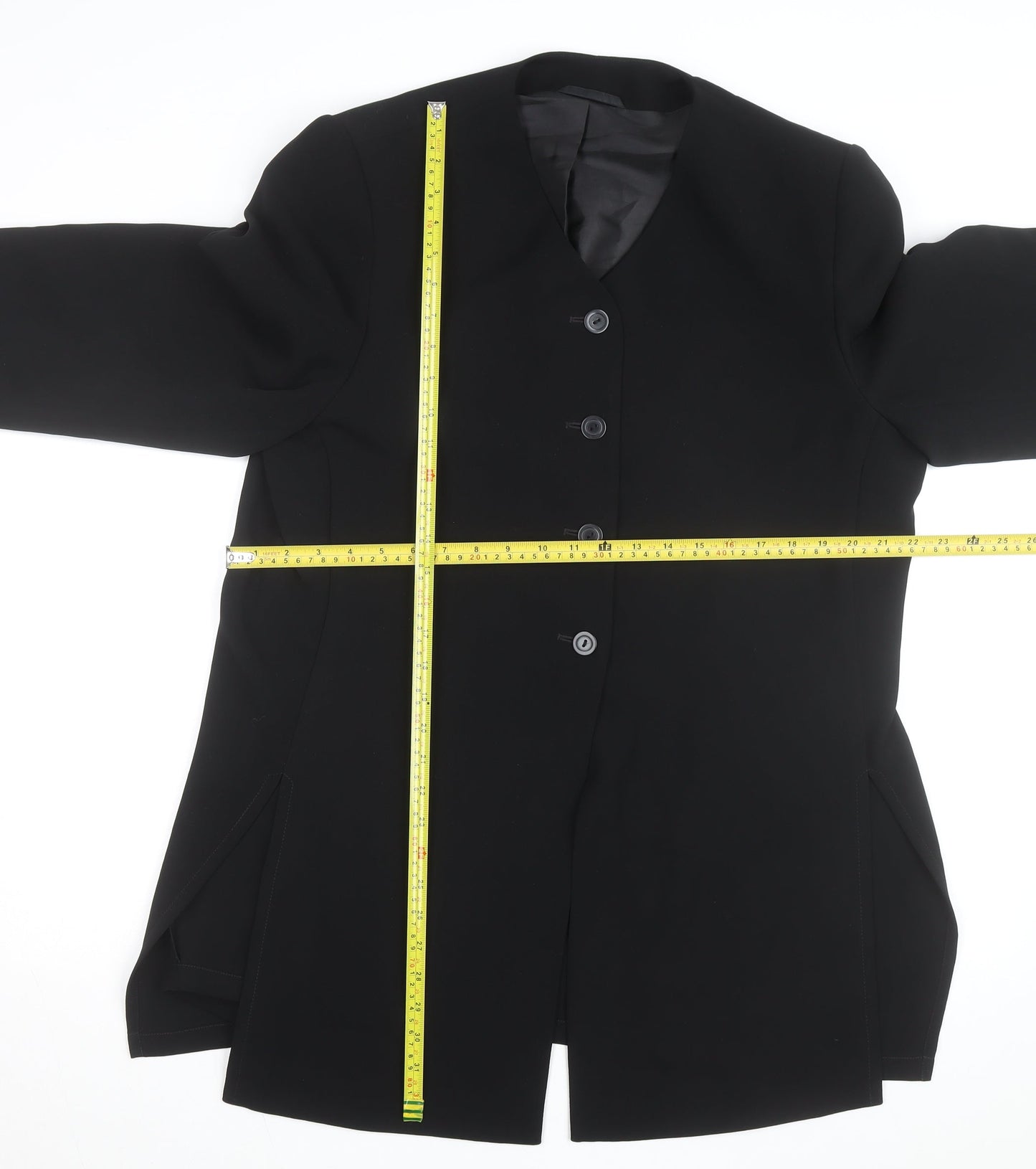 BHS Women’s Black Long Overcoat Size 20 Classic Smart Lined