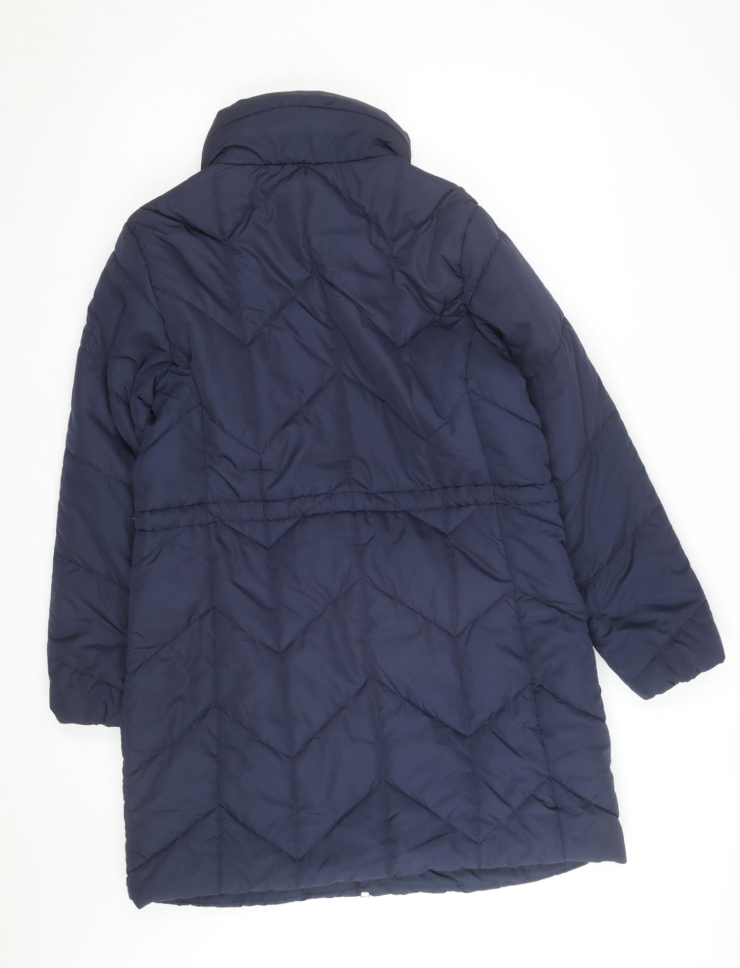 Marks and Spencer Women's Blue Quilted Puffer Coat Size 14 Long