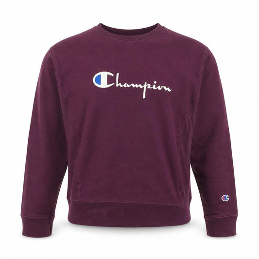 Champion Men's Purple Reverse Weave Crew Neck Sweatshirt Medium