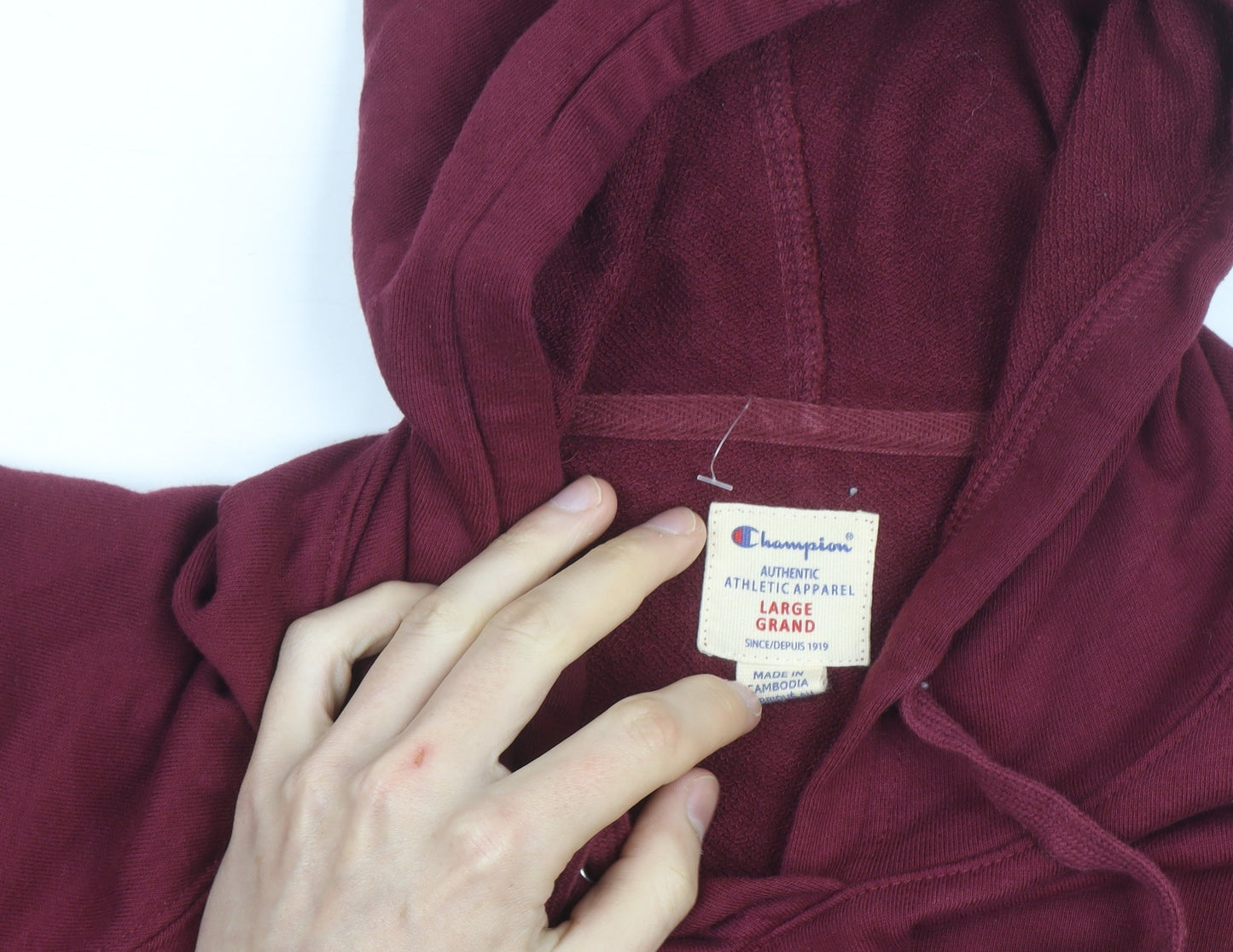 Champion Men's Red Pullover Hoodie Large Regular Fit Fleece