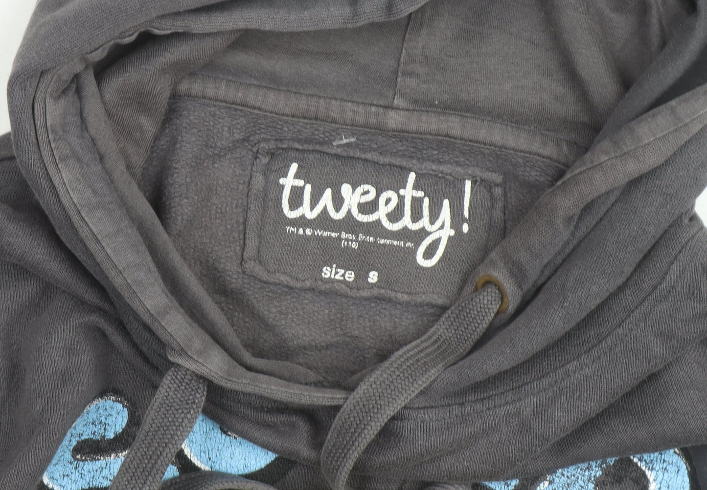 Tweety Women's Grey Pullover Hoodie Size S Cartoon Print