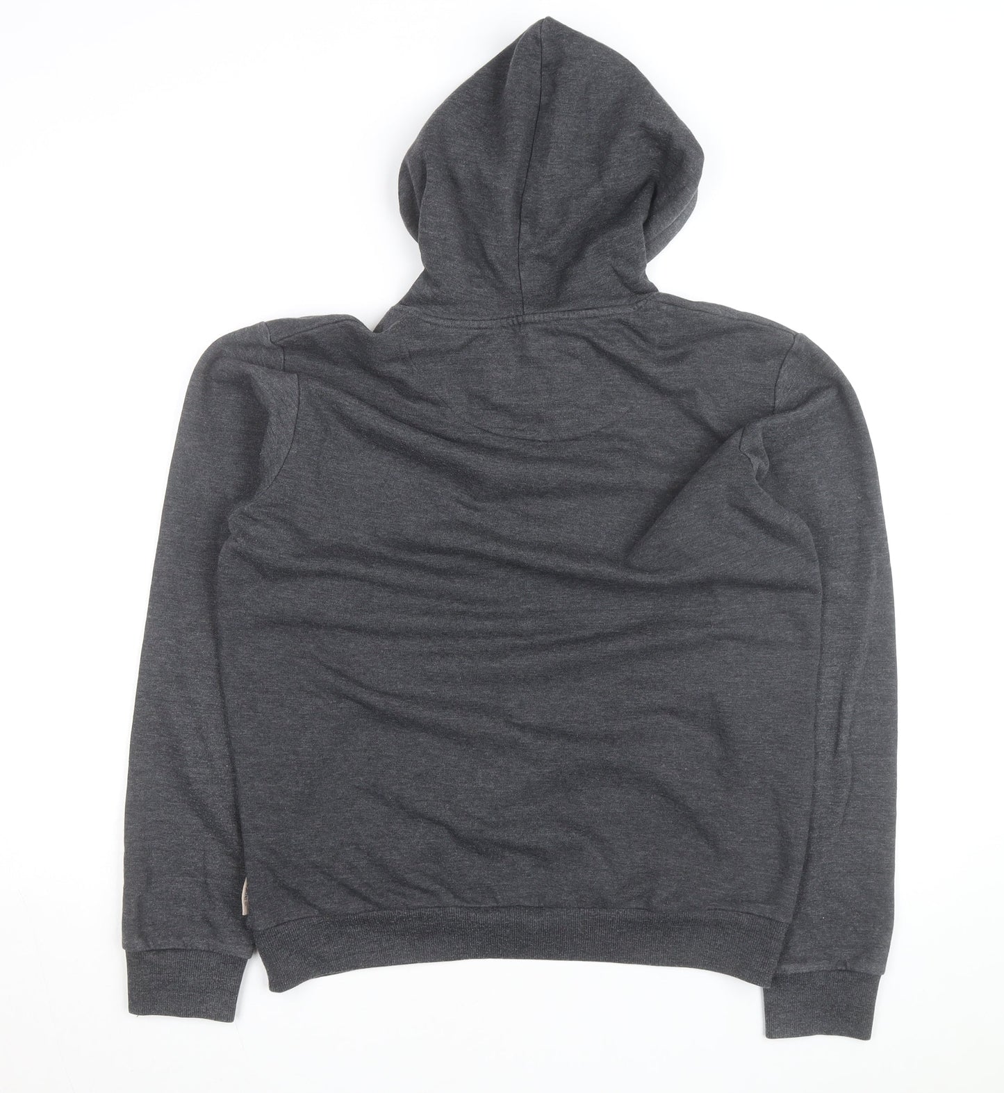 Indicoded Men's Grey Pullover Hoodie M Graphic Print Fleece