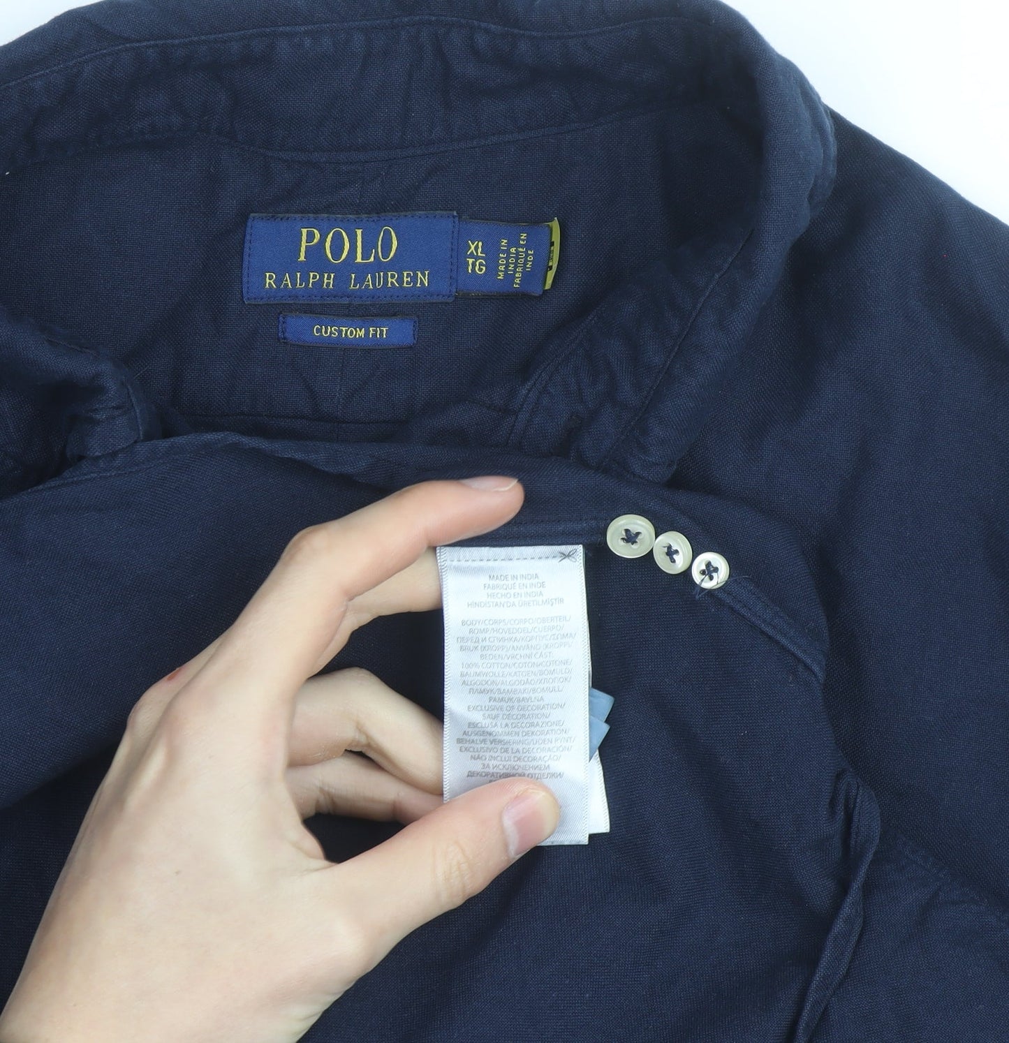 Ralph Lauren Men's Blue XL Slim Fit Button-Down Cotton Shirt