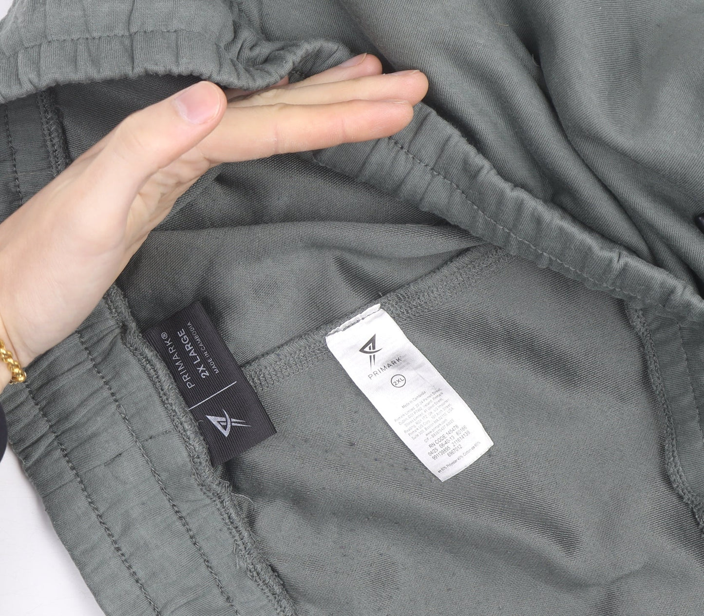 Primark Men’s Grey Jogger Sweatpants 2XL Regular Fit Drawstring Waist