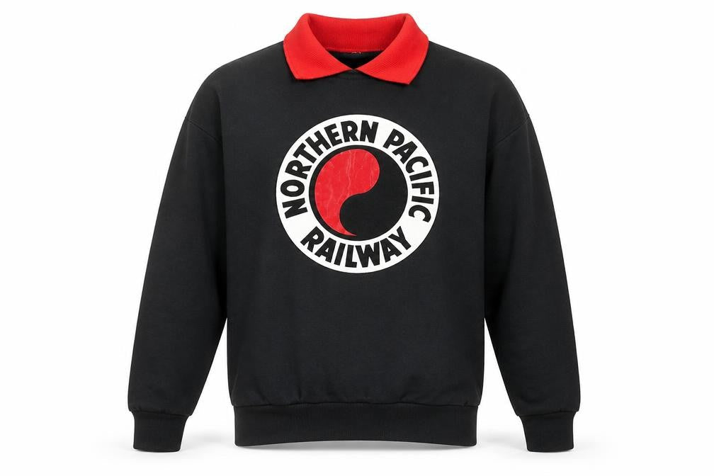 Signal Men's Black Collared Retro Graphic Sweatshirt Size M