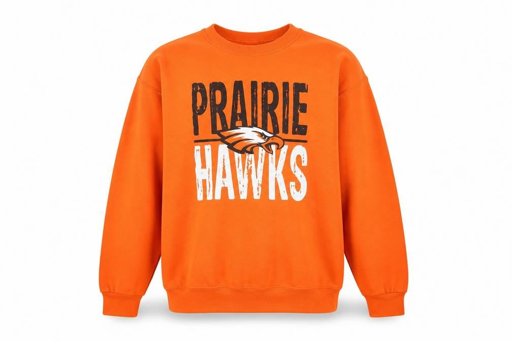 Jerzees Men's Orange Prairie Hawks Graphic Pullover Sweatshirt M