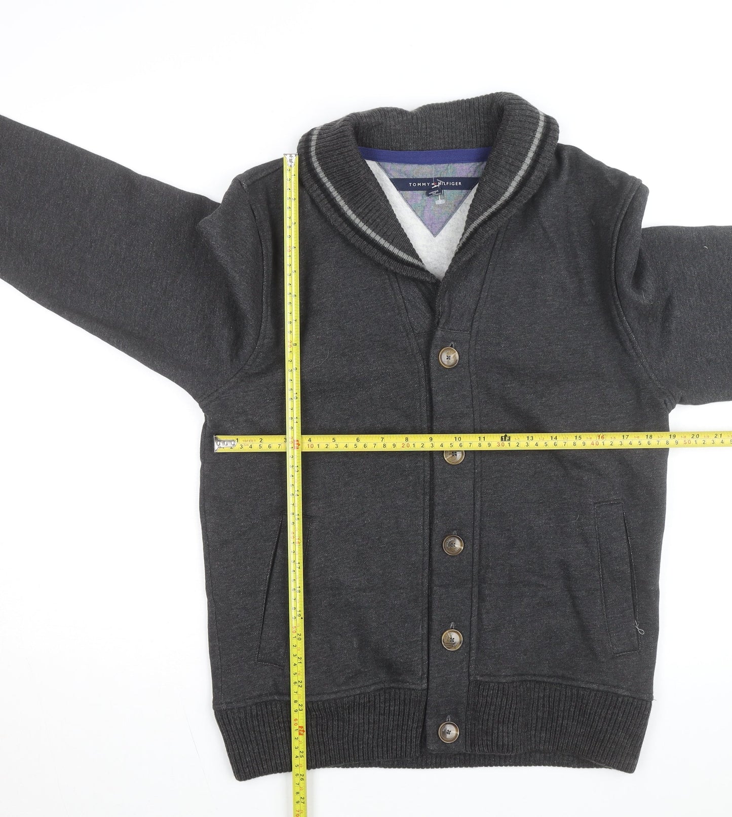 Tommy Hilfiger Men's Grey Shawl Collar Button Cardigan Size M