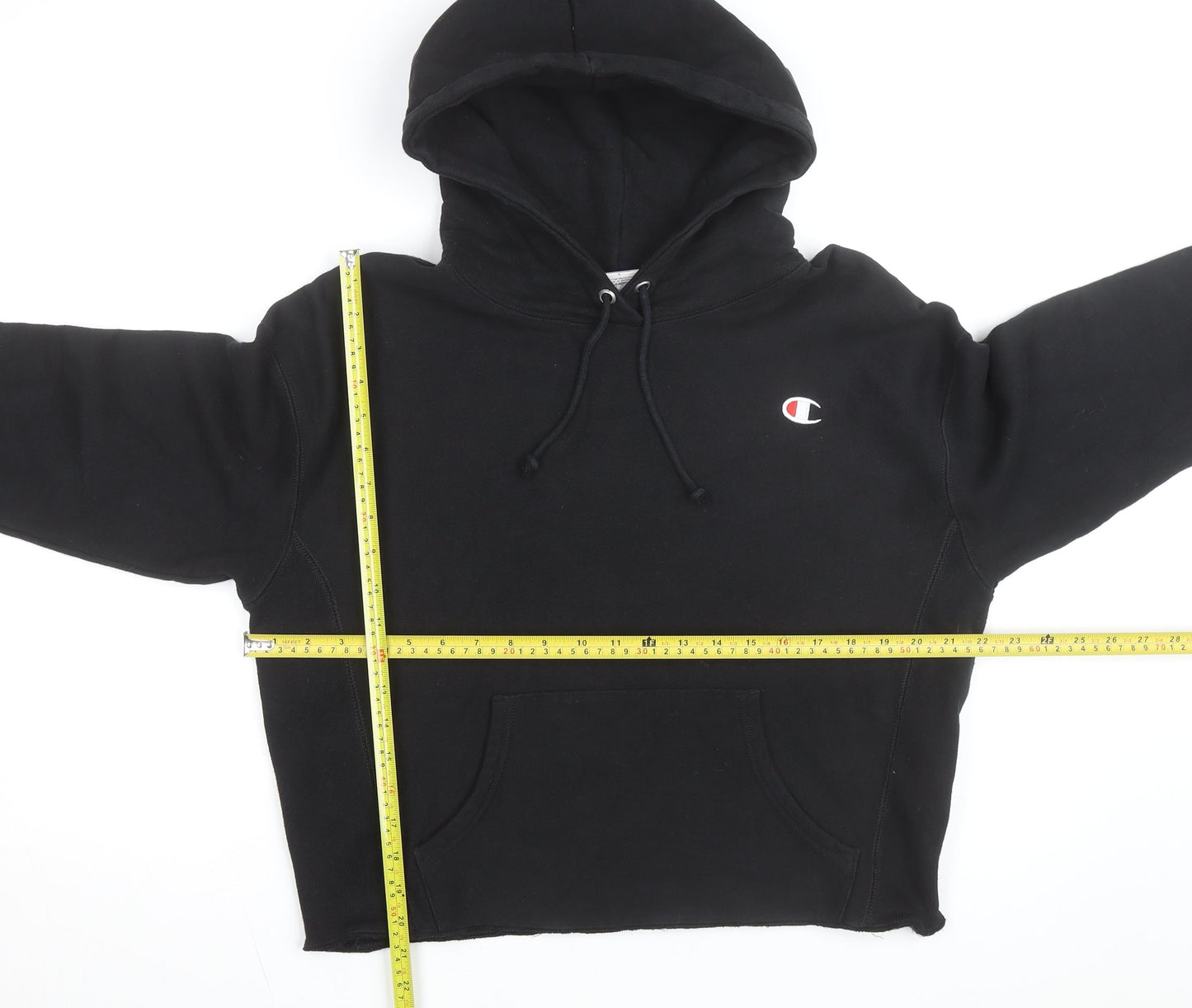 Champion Girls Black Reverse Weave Pullover Hoodie L Logo Fleece