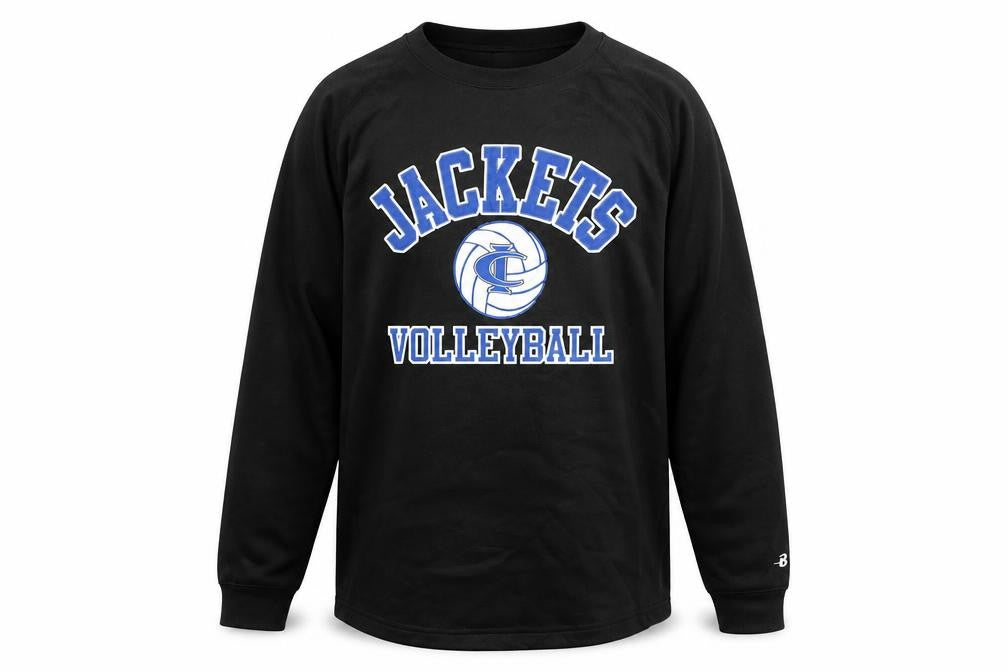 Badger Sport Men's Black Volleyball Crew Neck Pullover Sweatshirt M
