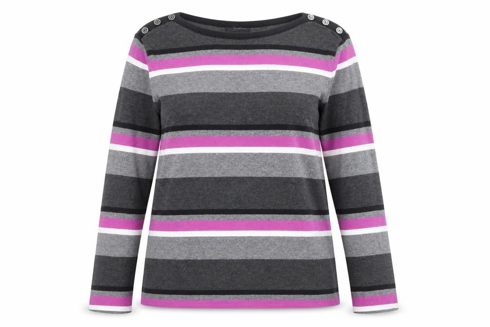 Zamba Women's Multicoloured Striped Long Sleeve Cotton T-Shirt Size 2
