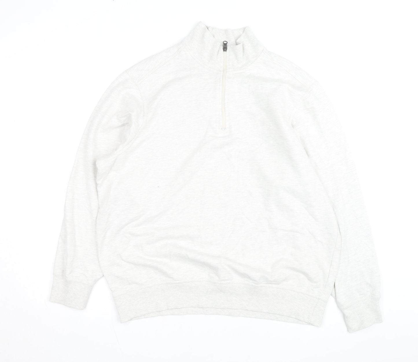 Dockers Men’s Ivory 1/4 Zip High Neck Sweatshirt Size L Regular Fit