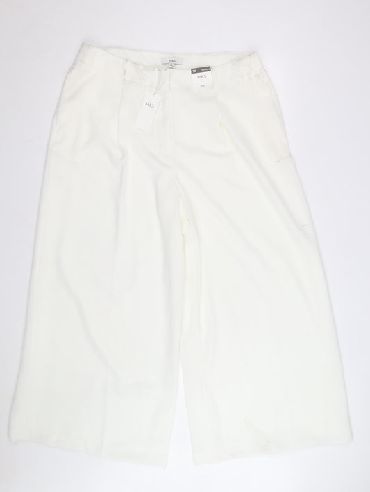 Marks and Spencer Women’s Ivory Wide-Leg Trousers Size 18