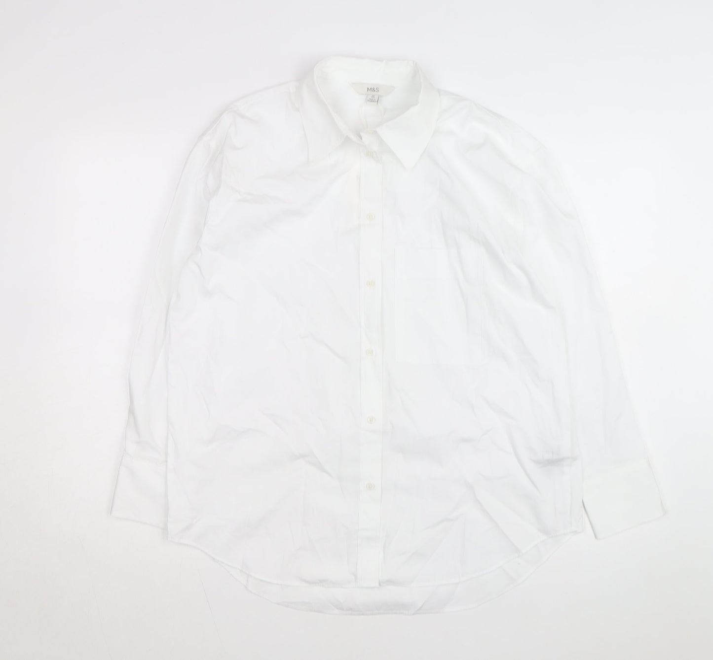 Marks and Spencer Men's White Regular Fit Long Sleeve Cotton Shirt Size 15