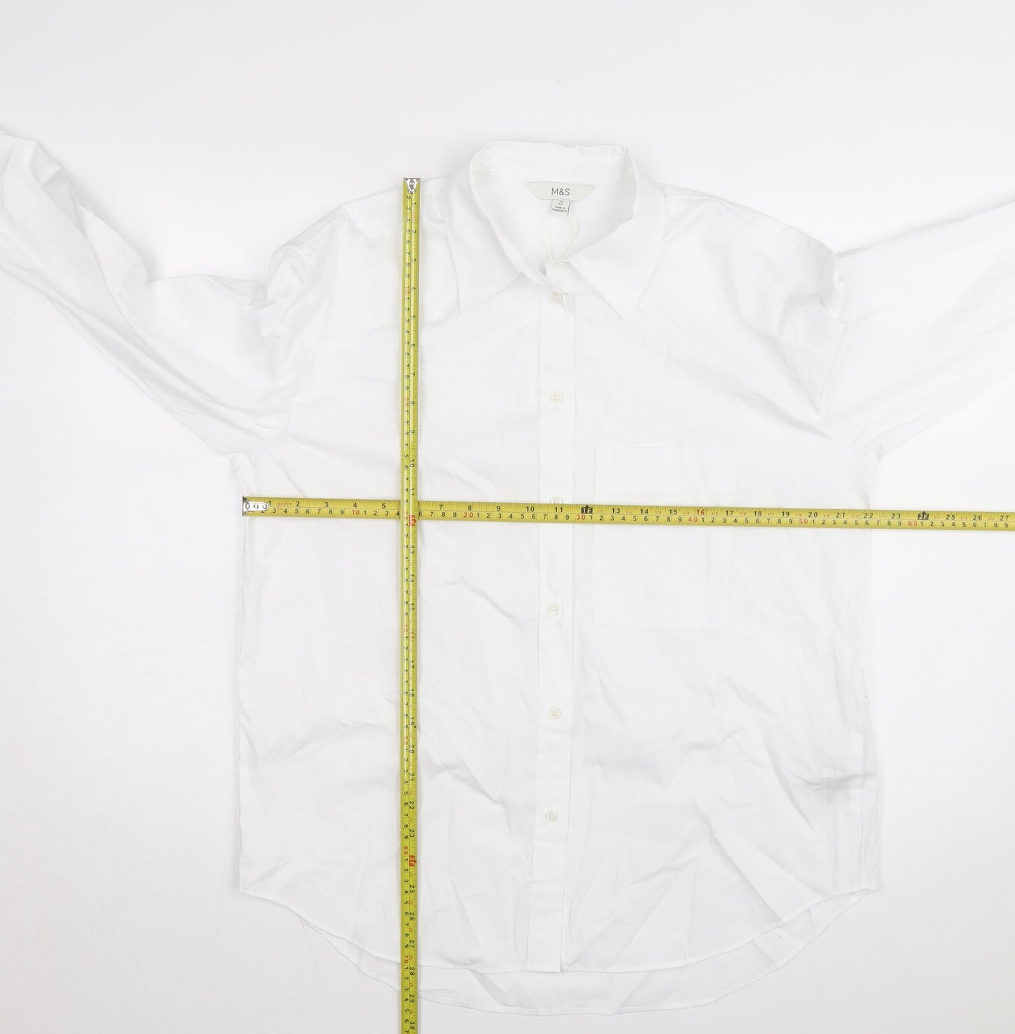 Marks and Spencer Men's White Regular Fit Long Sleeve Cotton Shirt Size 15